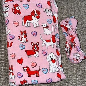Little sleepies dog swaddle/bow Set